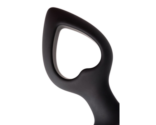 Черная вибровтулка с полой серединой в виде сердечка Cordis M - 14 см.