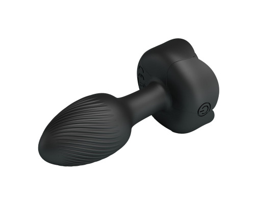 Черная анальная вибропробка с подсветкой Olman - 8,8 см.