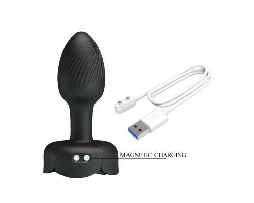 Черная анальная вибропробка с подсветкой Olman - 8,8 см.