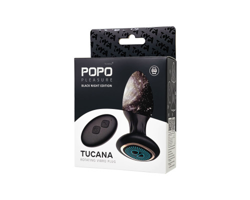 Черная анальная вибровтулка Tucana с ротацией и управлением через приложение - 12 см.