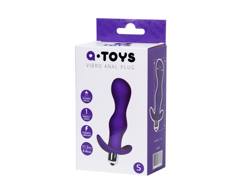 Фиолетовая изогнутая анальная вибропробка - 11,2 см.