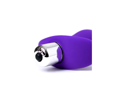Фиолетовая изогнутая анальная вибропробка - 12,9 см.