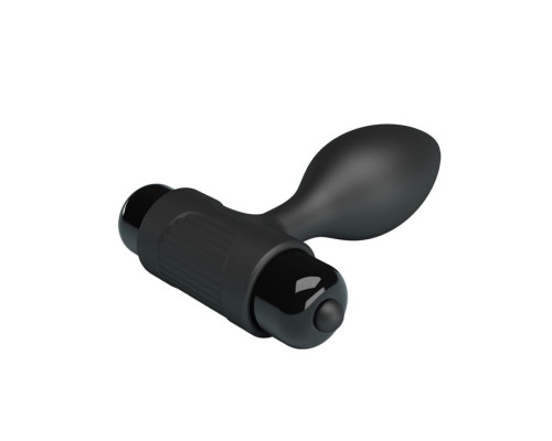 Черная анальная пробка с мощной вибрацией Vibra - 8,6 см.