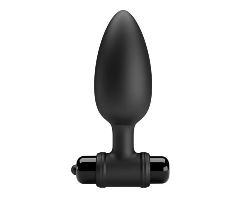 Черная анальная пробка с вибропулей - 11,8 см.