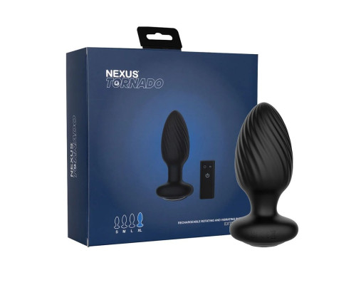 Черная анальная вибровтулка Nexus Tornado Extra Large с функцией вращения