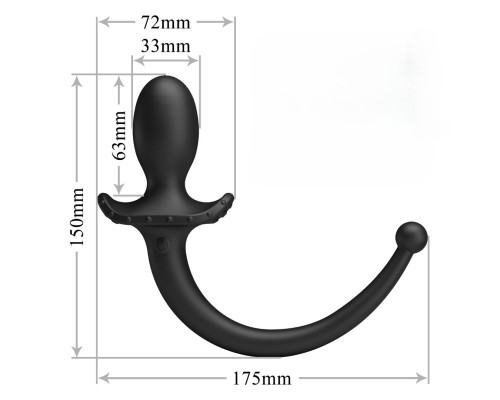 Черная анальная вибропробка с хвостом Anthony