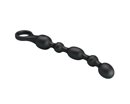 Черная анальная цепочка с вибрацией Van - 24,8 см.