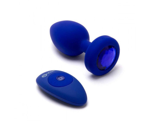 Синяя вибропробка Vibrating Jewel Plug L/XL - 11 см.