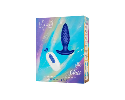 Синяя анальная вибровтулка Closs с управлением через приложение