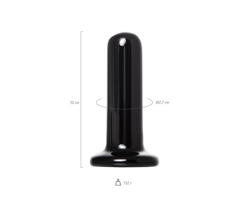 Черный стеклянный мини-вибратор - 10 см.