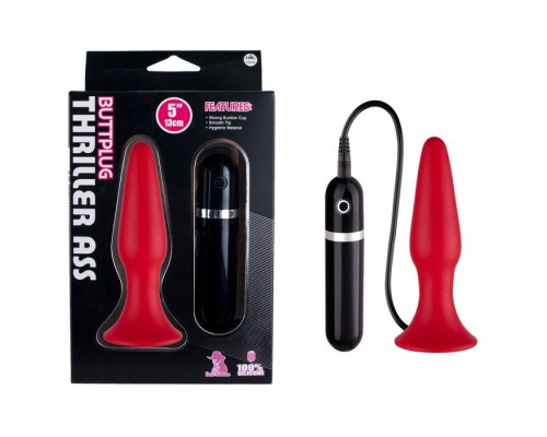 Красная силиконовая пробка с вибрацией - 12,5 см.