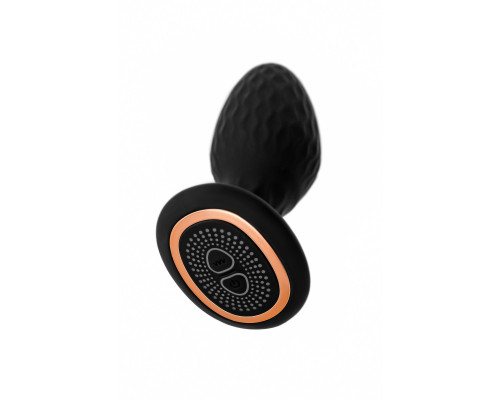 Черная анальная вибровтулка Tucana с ротацией и управлением через приложение - 12 см.