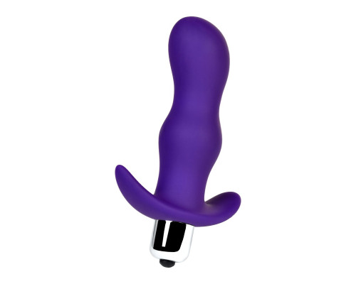Фиолетовая изогнутая анальная вибропробка - 11,2 см.