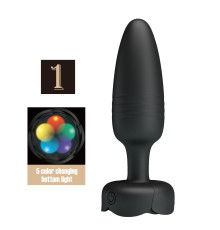 Черная анальная вибропробка с подсветкой Tarion - 12,5 см.