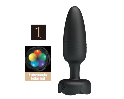 Черная анальная вибропробка с подсветкой Tarion - 12,5 см.