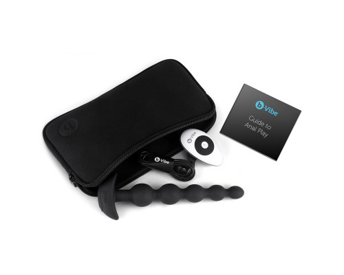 Черные анальные бусы с 3 моторами B-Vibe Cinco Anal Beads - 20,5 см.