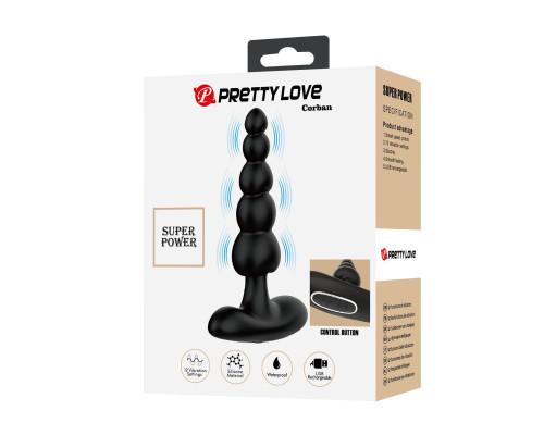 Черный анальный вибростимулятор Corban - 12 см.