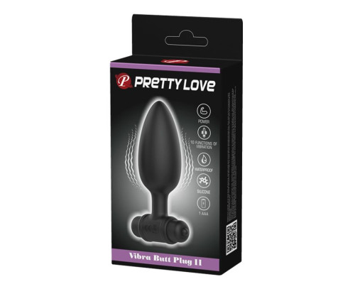 Черная анальная пробка с вибропулей - 11,8 см.