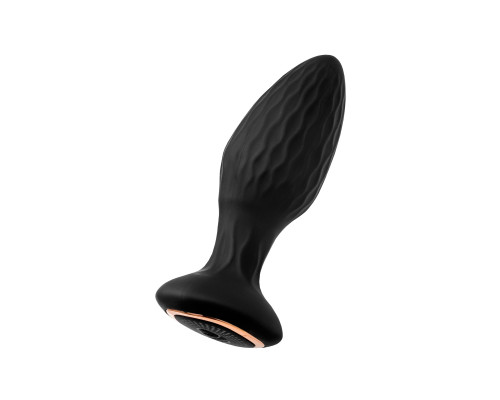 Черная анальная вибровтулка Tucana с ротацией и управлением через приложение - 12 см.