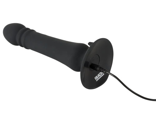 Черный анальный стимулятор с поступательными движениями и пультом ДУ Anal Thruster - 19,5 см.