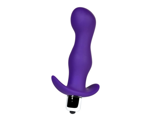 Фиолетовая изогнутая анальная вибропробка - 12,9 см.