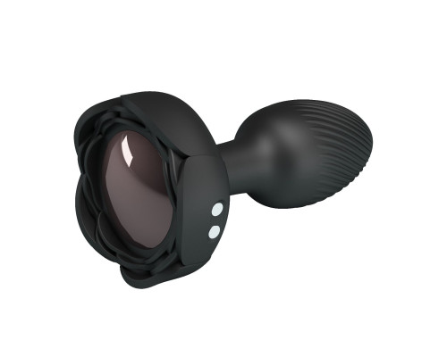 Черная анальная вибропробка с подсветкой Olman - 8,8 см.