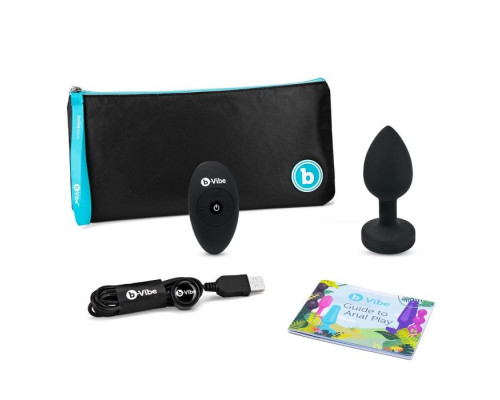 Черная анальная вибровтулка с кристаллом Vibrating Jewel Plug M/L - 10,5 см.