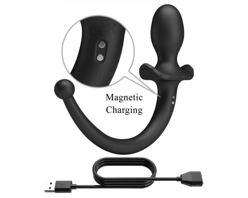 Черная анальная вибропробка с хвостом Anthony