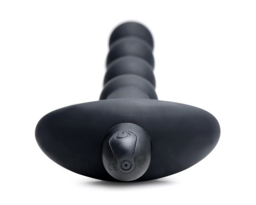 Черные анальные бусы с вибрацией и пультом ДУ 28X Remote Control Vibrating Silicone Anal Beads - 19 см.