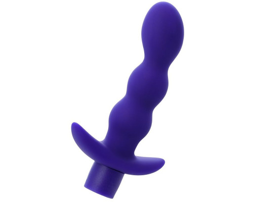 Синий анальный вибратор с загнутой головкой ADORE - 15 см.