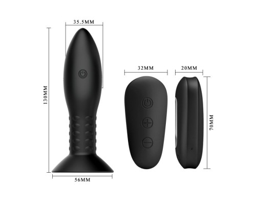 Черный анальный стимулятор с вибрацией - 13 см.