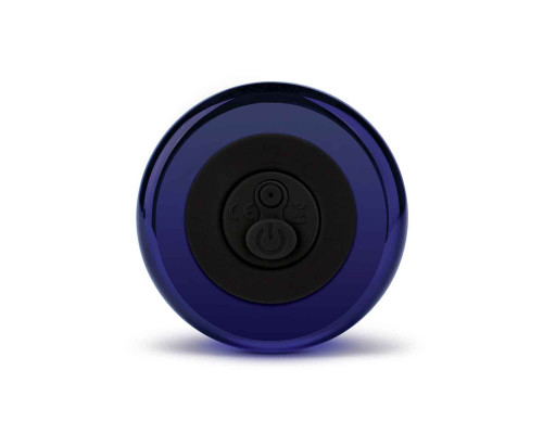 Синий стеклянный анальный стимулятор на дистанционном управлении Beaded Buttplug