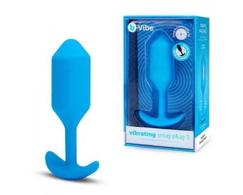 Голубая вибропробка для ношения B-vibe Snug Plug 3 - 12,4 см.