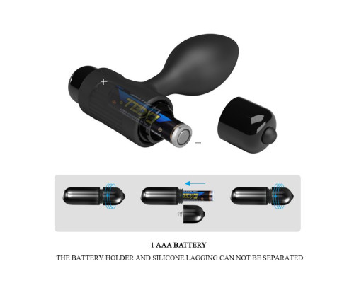 Черная анальная пробка с мощной вибрацией Vibra - 8,6 см.