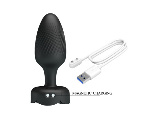 Черная анальная вибропробка с подсветкой Osborn - 9,8 см.