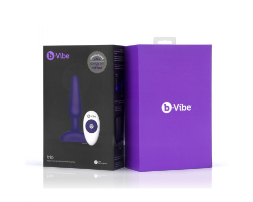 Фиолетовая анальная вибропробка с 3 источниками вибрации TRIO REMOTE CONTROL PLUG  PURPLE - 13,5 см.