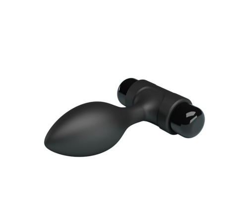 Черная анальная пробка с мощной вибрацией Vibra - 8,6 см.