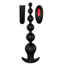 Черный анальный вибромассажер REMOTE GRADUATING BEADS - 20,7 см.
