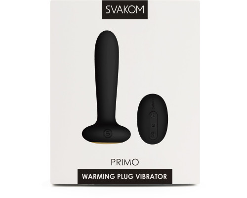 Чёрный анальный вибростимулятор Primo с функцией нагрева - 12 см.