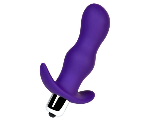 Фиолетовая изогнутая анальная вибропробка - 11,2 см.