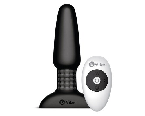 Чёрная вибровтулка с ротацией шариков RIMMING REMOTE CONTROL PLUG BLACK - 15,2 см.
