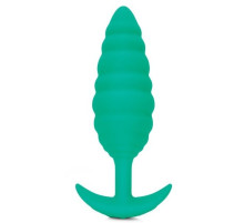 Зеленый ребристый анальный виброплаг Twist - 15,3 см.