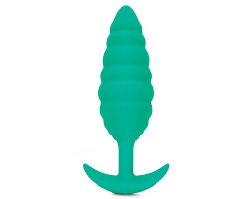 Зеленый ребристый анальный виброплаг Twist - 15,3 см.