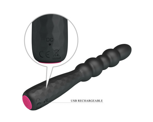 Черный гибкий анальный вибратор - 18,5 см.