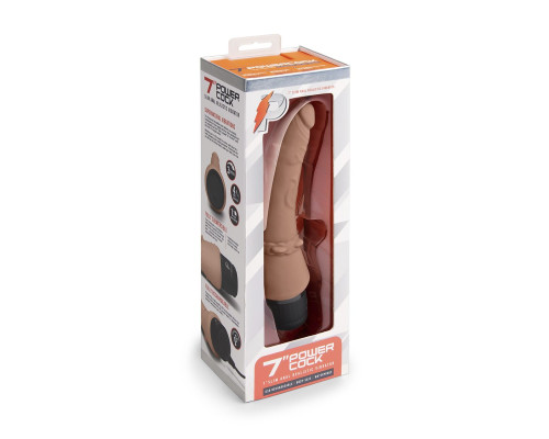 Кофейный анальный вибратор 7  Slim Anal Realistic Vibrator - 20 см.