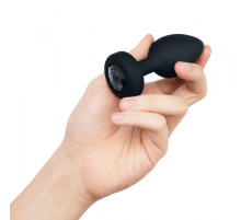 Черная анальная вибровтулка с кристаллом Vibrating Jewel Plug M/L - 10,5 см.