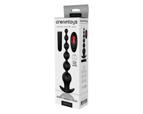 Черный анальный вибромассажер REMOTE GRADUATING BEADS - 20,7 см.