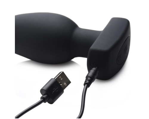 Черная анальная вибропробка с пультом ДУ The Taper 10X - 13 см.