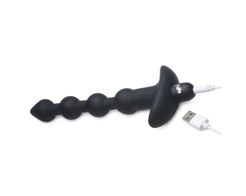 Черные анальные бусы с вибрацией и пультом ДУ 28X Remote Control Vibrating Silicone Anal Beads - 19 см.