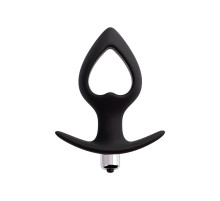 Черная вибровтулка с полой серединой в виде сердечка Cordis M - 14 см.